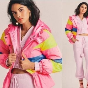 LoveShackFancy Modena Colorful Puffer Jacket Coat Enchanted Rainbow